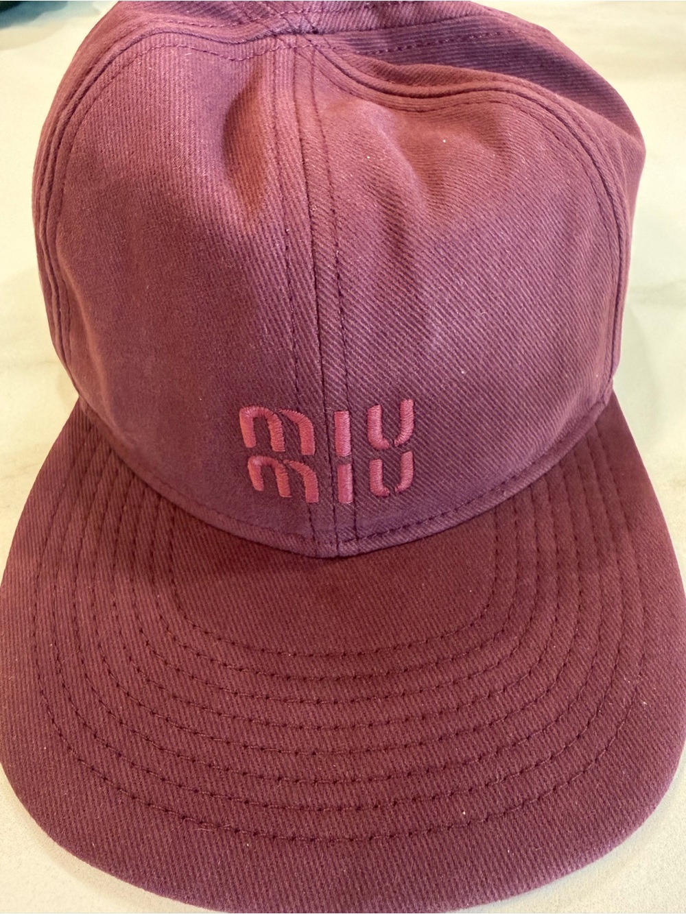 Miu Miu Deep Plum Cotton Baseball Cap